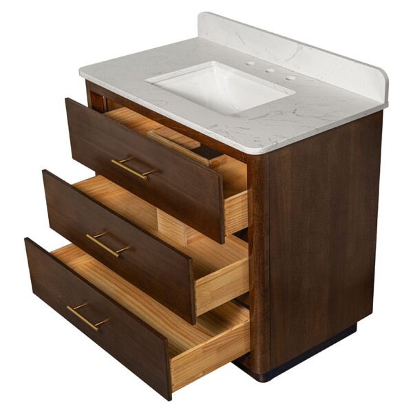 Carrara Contour Warm Walnut Bathroom Vanities 37×22