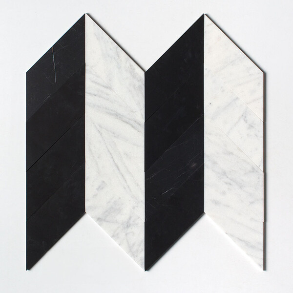 Black Honed Chevron Marble Tile 5×17