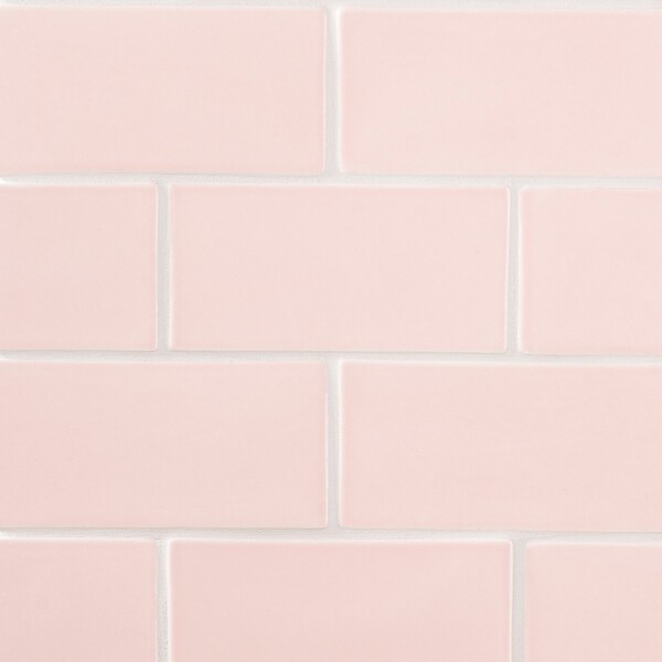 Blush Glossy Subway Ceramic Tiles 3×6