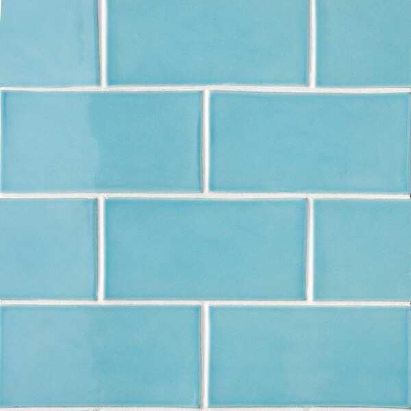 Turquoise Glossy Subway Ceramic Tiles 3×6