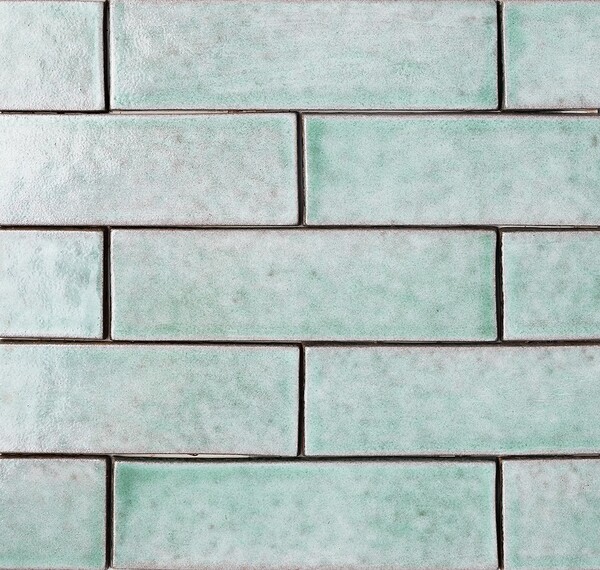 Seafoam Glossy Zellige Look Glazed Terracotta Tiles 2 1/4×7 7/8
