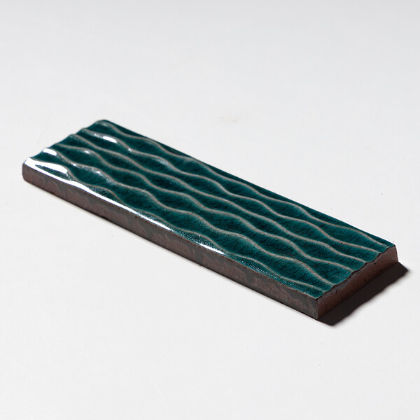 Aquamarine Glossy Rivulet Glazed Terracotta Accent Tiles 2 1/4×7 7/8