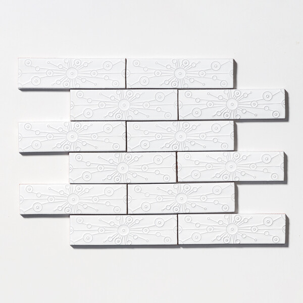 Royal White Glossy Stellar Terracotta Accent Tiles 2 1/4×7 7/8