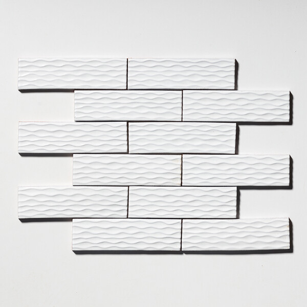 Royal White Glossy Rivulet Terracotta Accent Tiles 2 1/4×7 7/8