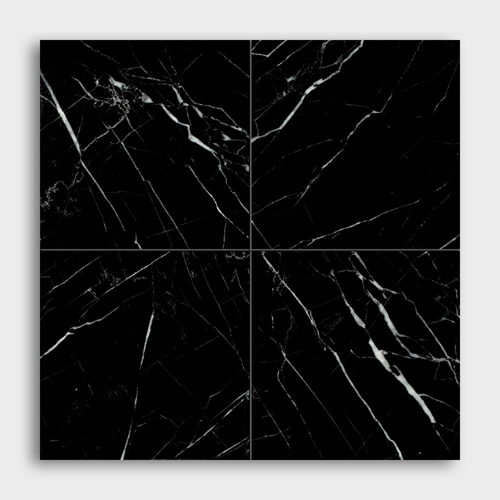 Black Polished Marble Tile 12x12