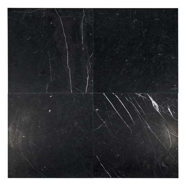 Black, Carrara T Honed Checkerboard Pattern Marble Tiles 12×12
