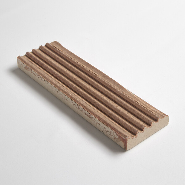 Rose Leather Fluted Thin Brick Tiles 2 1/4×7 9/16
