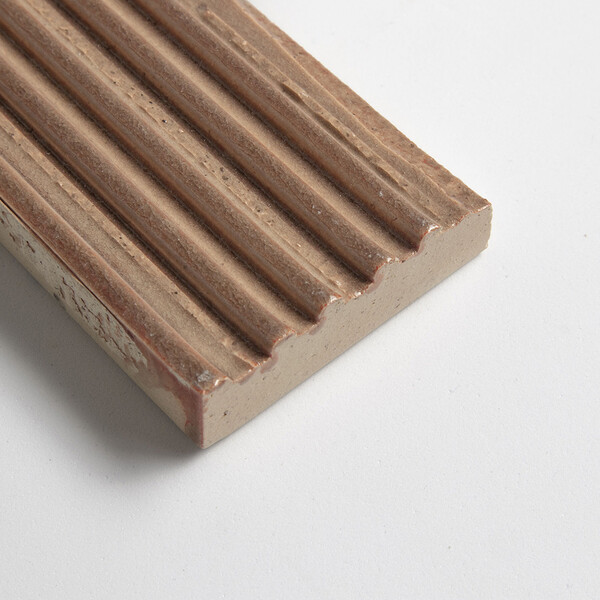 Rose Leather Fluted Thin Brick Tiles 2 1/4×7 9/16
