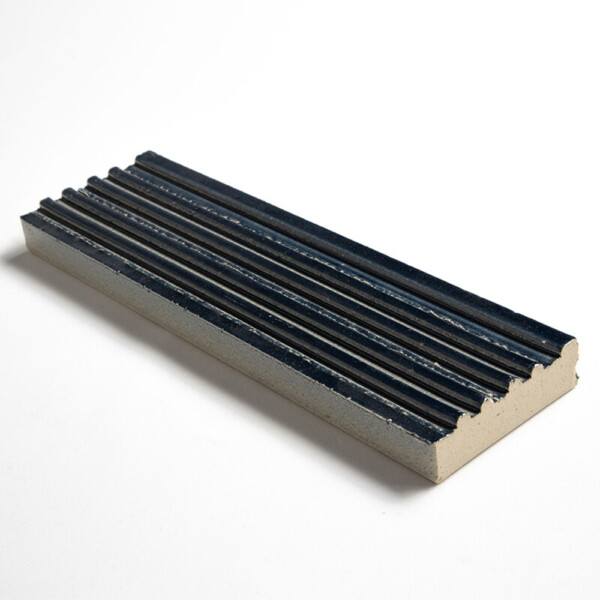 Navy Leather Fluted Glazed Terracotta Tiles 2 1/4×7 9/16