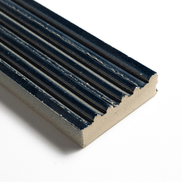 Navy Leather Fluted Glazed Terracotta Tiles 2 1/4×7 9/16
