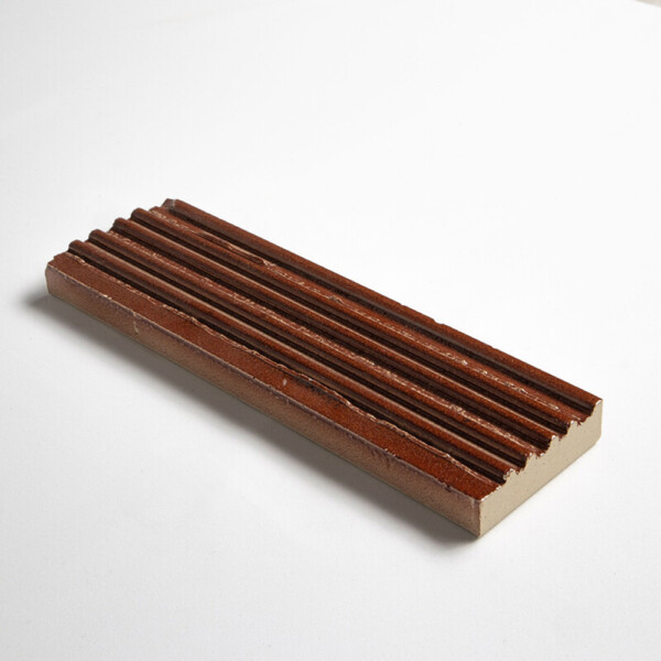 Crimson Leather Fluted Glazed Terracotta Tiles 2 1/4×7 9/16
