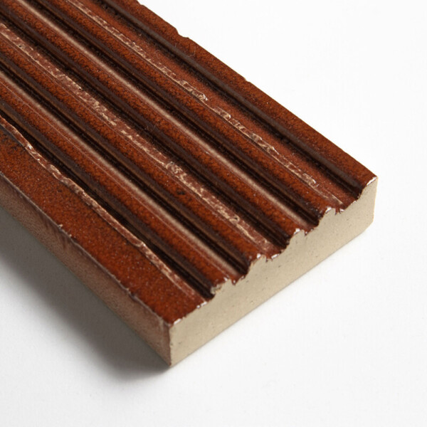 Crimson Leather Fluted Glazed Terracotta Tiles 2 1/4×7 9/16