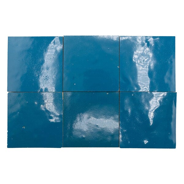 Blue Glossy Zellige Tiles 4×4