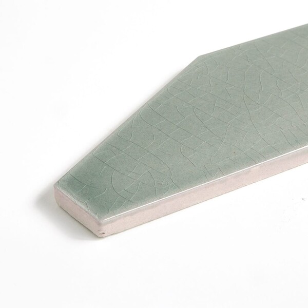 Verdant Crackled Longest Hexagon Ceramic Tiles 3×8