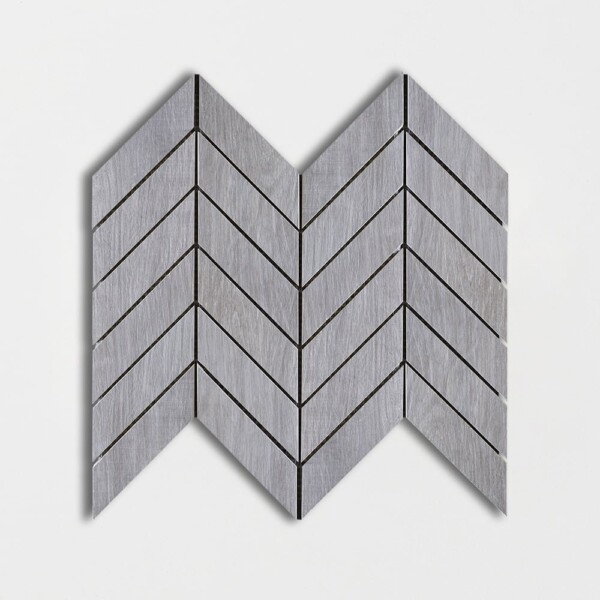 Peau D Elephant Matte Chevron Wood Look Porcelain Mosaics 17×7 3/4