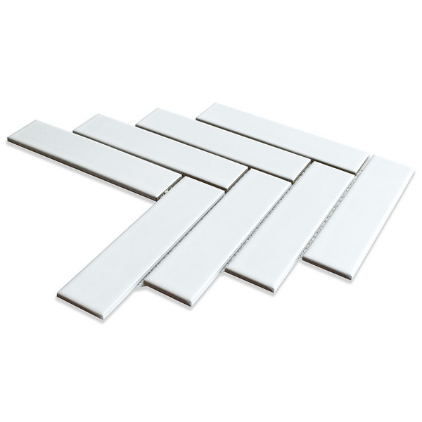 Blanc Matte Herringbone Ceramic Mosaics 10×13
