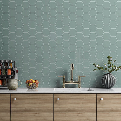 Sage Glossy Hexagon 5 Ceramic Tile 5 (DC00187)