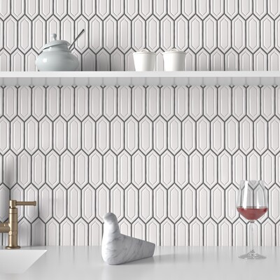 Blanco Real Glossy Reliefed Picket Ceramic Wall Decos 2×6 (DC00228)