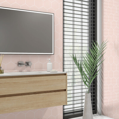 Blush Glossy Hexagon 5 Ceramic Tile 5 (DC00258)
