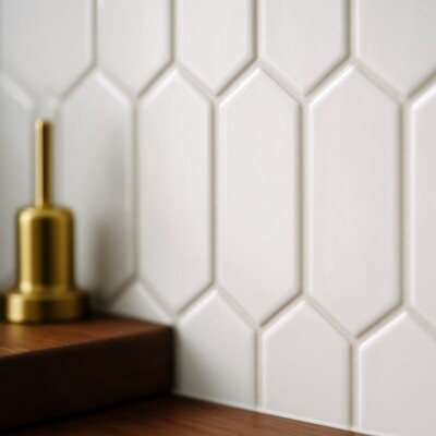 Blanco Real Glossy Picket Ceramic Tile 3×6 (DC00265) Room Scene Image