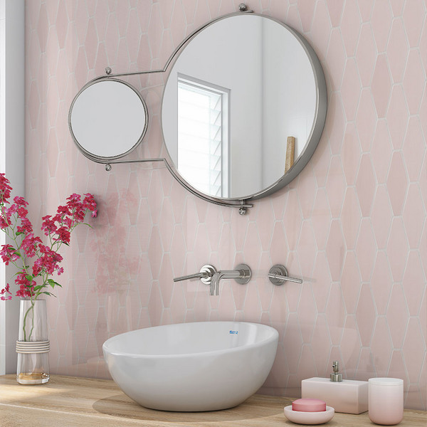 Blush Glossy Longest Hexagon Ceramic Tiles 3×7 7/8