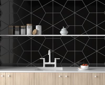 Charcoal Glossy Diamante Ceramic Tile 6×6 (DC00356)