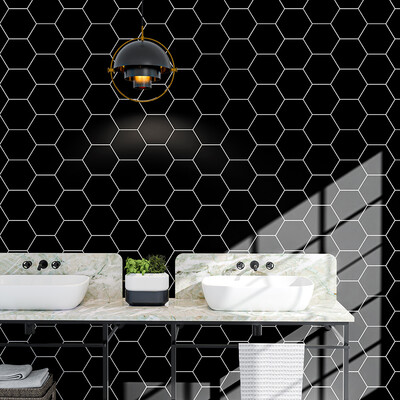 Charcoal Glossy Hexagon 5 Ceramic Tile 5 (DC00357)