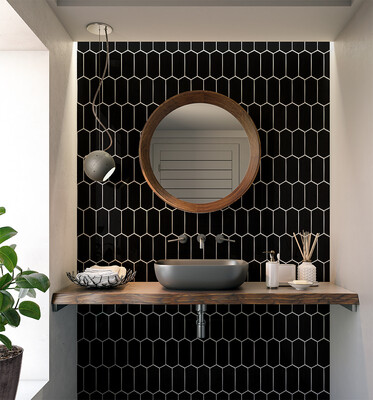 Charcoal Glossy Picket Ceramic Tile 3×6 (DC00359)