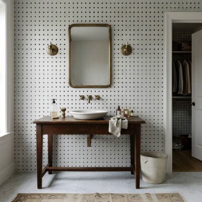 Carrara T Honed Basket Weave Marble Mosaics 12×12 (MS00483) Room Scene Image