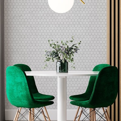 Calacatta T Honed Hexagon Marble Mosaic 10 3/8×12 (MS00677)