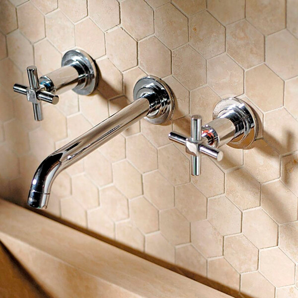 Chiaro Honed Filled Hexagon Travertine Mosaic 10 3/8×12