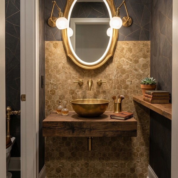Emperador Light Polished Hexagon Marble Mosaics 10 3/8×12