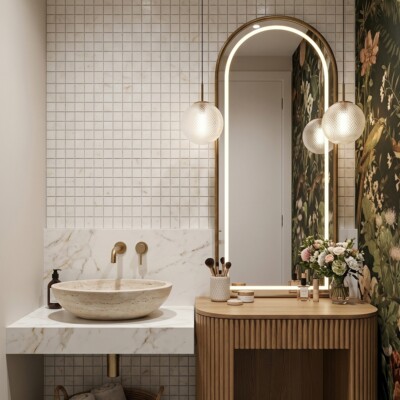 European Sugar Polished 1×1 Marble Mosaics 12×12 (MS00968) Room Scene Image
