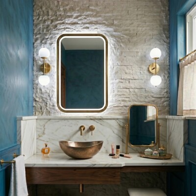 Sky Blue Rock Face 1×2 Marble Mosaics 12 5/8×12 5/8 (MS01061) Room Scene Image