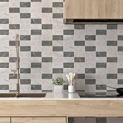 Praha Honed Subway On Mesh Marble Mosaic 8 1/2×16 3/4 (MS01184)