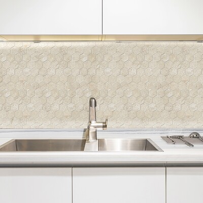 Royal Beige Honed Hexagon Marble Mosaic 10 3/8×12 (MS01245)