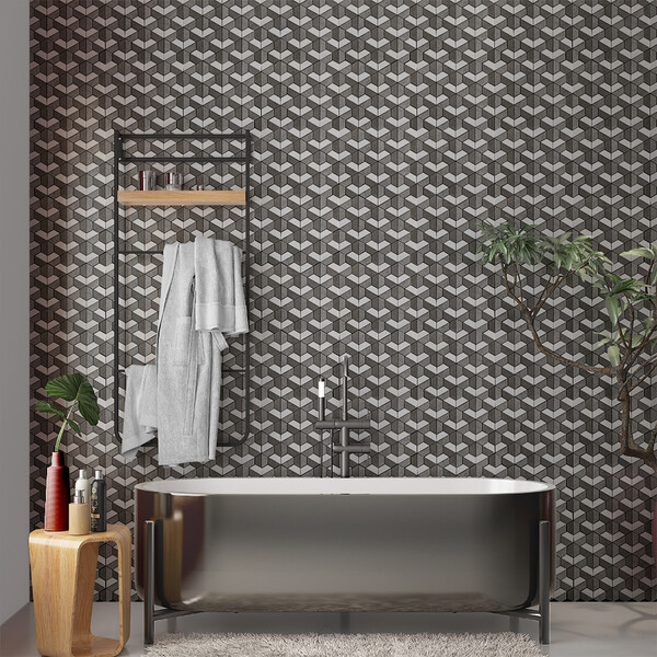 Gray Foussana, Bianco Dolomiti Textured 3d Hexagon Limestone Mosaics 10 3/8×12