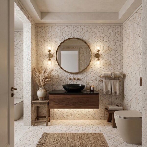 Thala Beige Textured 3d Hexagon Limestone Mosaics 10 3/8×12