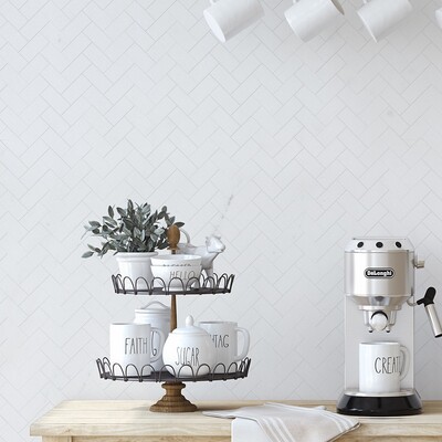 Alpina White Honed Herringbone Marble Mosaic 12 1/8×13 3/8 (MS01335)