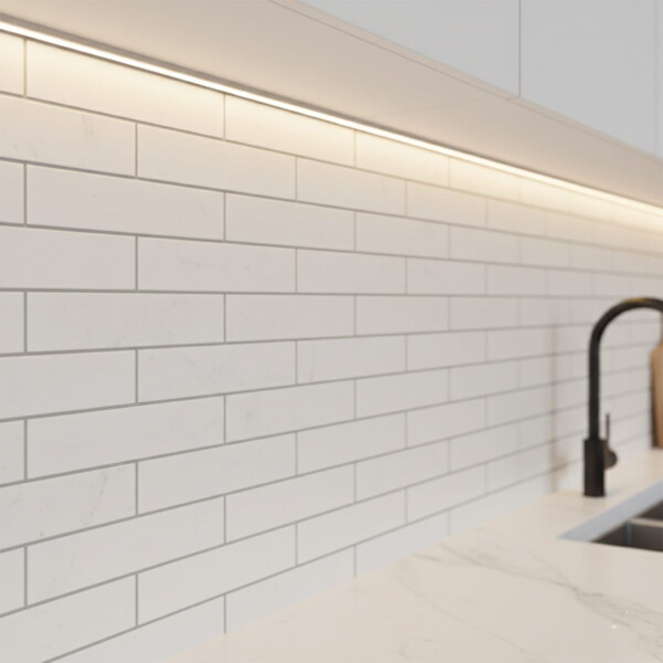 Alpina White Polished 1 1/4×6 Marble Mosaics 12×12