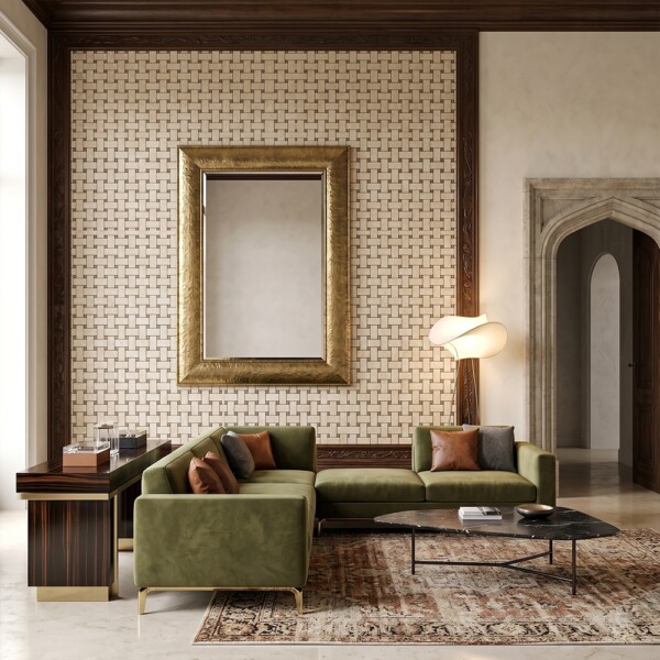 Delicate Beige Polished Basket Weave Marble Mosaics 12×12