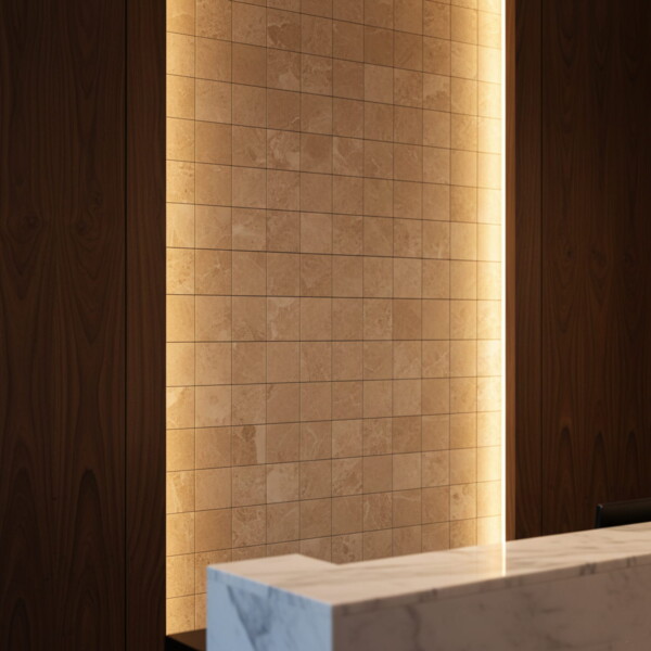 Delicate Beige Polished 2×2 Marble Mosaics 12×12