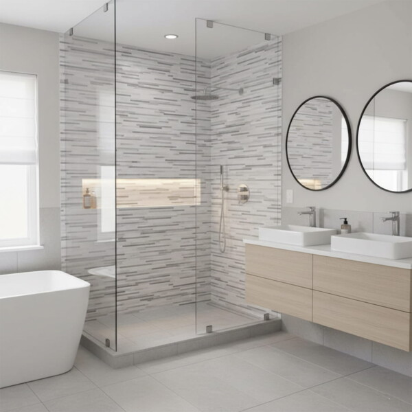 Silver Sky Honed Bamboo Marble Mosaics 6×12