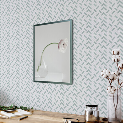 Verde, Calacatta T Leather Herringbone Marble Mosaic 12 1/8×13 3/8 (MS01660)