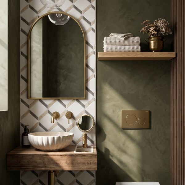 Champagne, Seashell, Bosphorus Honed Steps 3d Limestone Mosaics 14 9/16×14 15/16