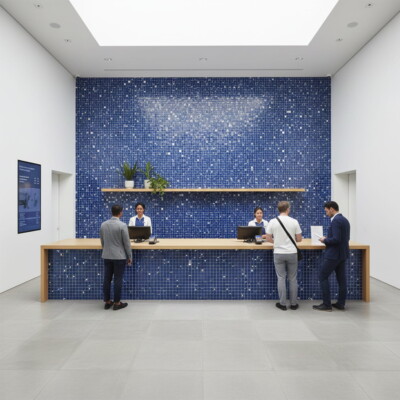 Marine Glossy Der Vogel Colore Look Ceramic Mosaics 11 1/2×11 1/2 (MS01976) Room Scene Image