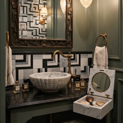 Una Polished Marble Mosaics 12×13 3/16 (MS01982) Room Scene Image