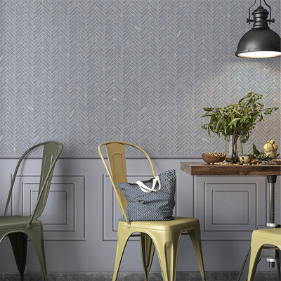 Bardiglio Light Honed Herringbone Marble Mosaic 12 1/8×13 3/8 (MS02038)