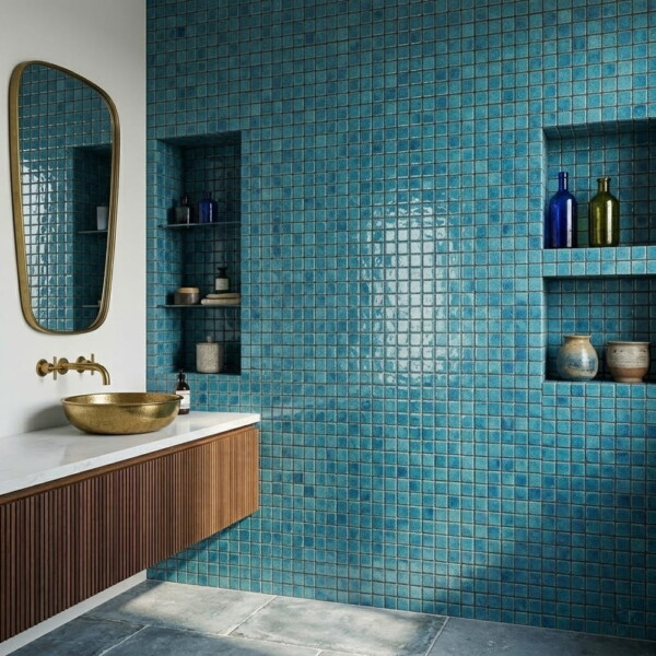 Lagoon Glossy 1×1 Ceramic Mosaics 12×12