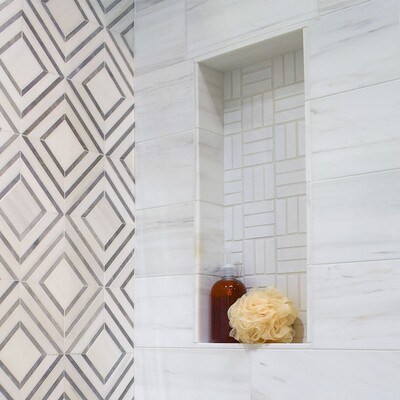 Royal White Glossy Meshed Zellige Look Ceramic Mosaic 12×12 (MS80001)